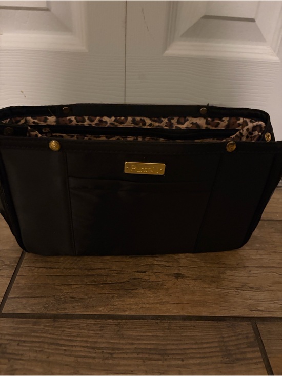 PurseN Handbags - PurseN Black Satin Expandable Travel Organizer Leopard Print